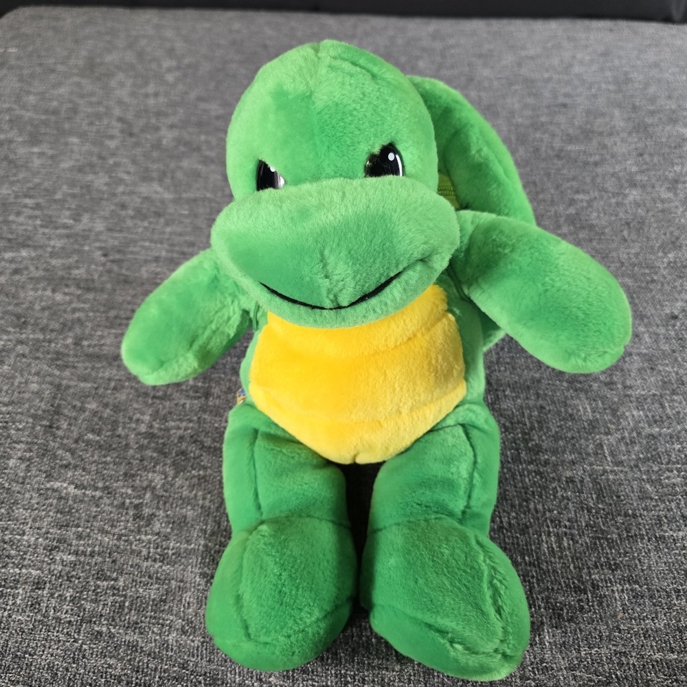 Build A Bear Turtle Plush Green Yellow Belly Removable Zippered Shell Stuffed